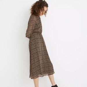 NWT Resourced Georgette Smocked-Neck Midi Dress in Folktale Paisley